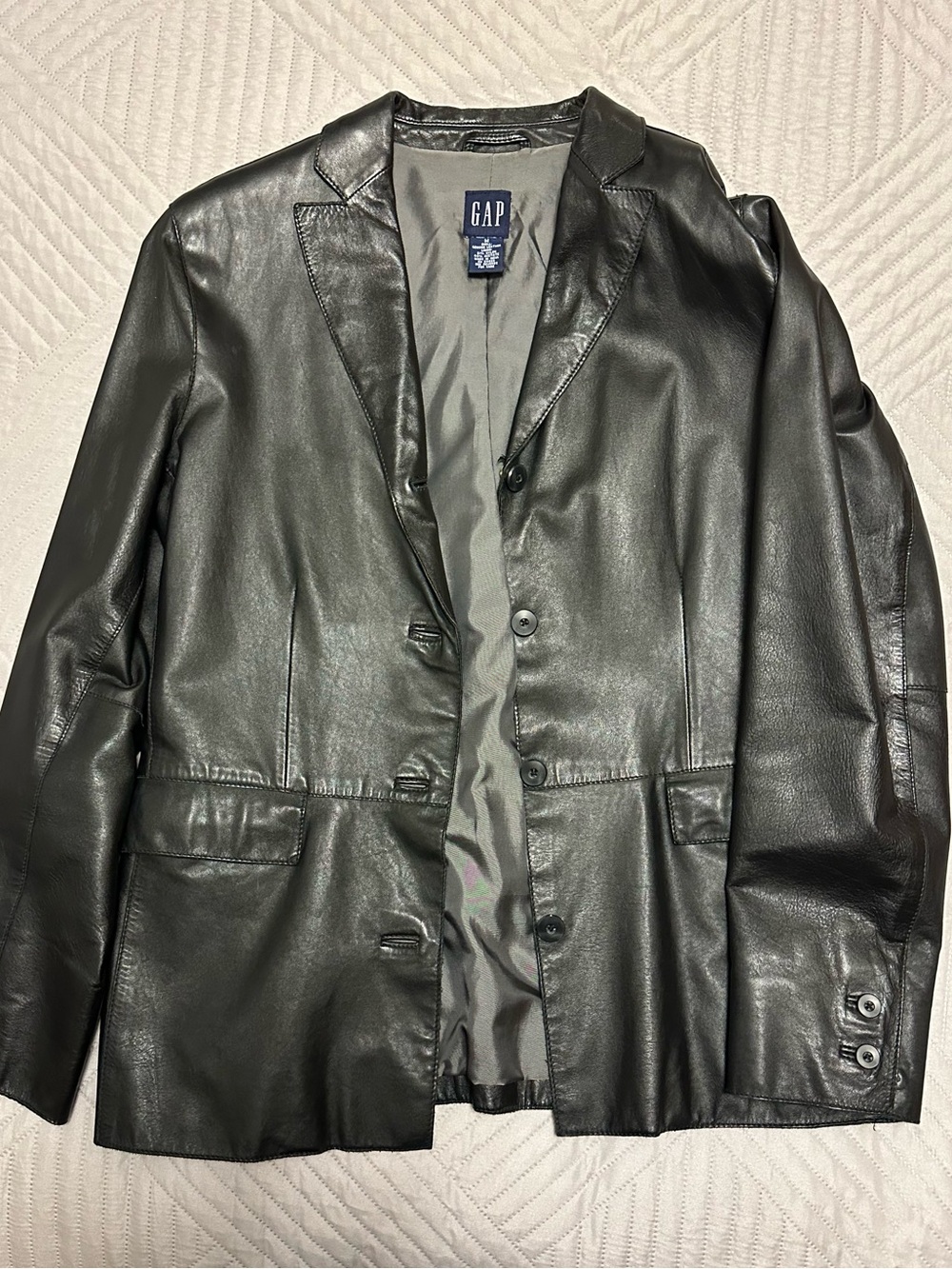 GAP Black 100% Leather Blazer Jacket Size M
